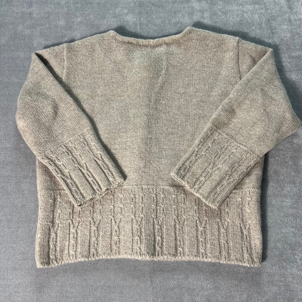 Alpaca 111 Baby Alpaca Wool Cardigan Sweater Beige Cable Knit Womens Large READ* - Picture 5 of 6